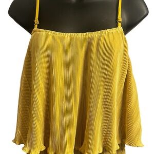 Cider Yellow Pleated Spaghetti Strap Jumpsuit Sz M NWT